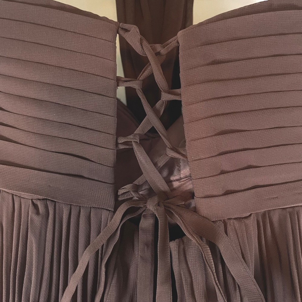 Azazie Bridesmaid Dress Wedding Guest Address Formal Long Gown Size 4 Brown - Picture 7 of 15